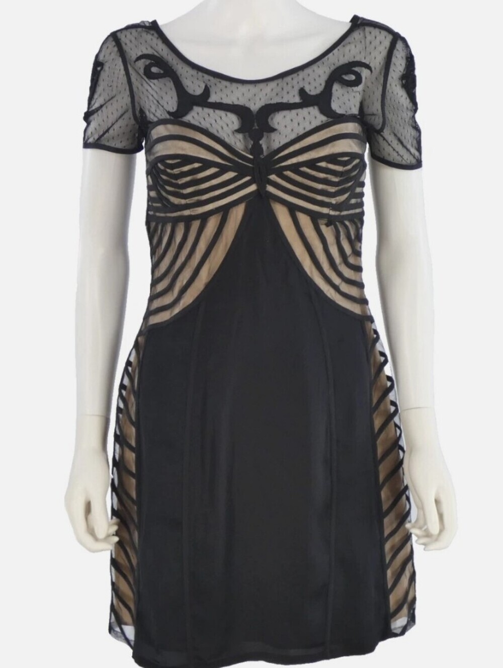 TEMPERLEY LONDON VINTAGE RUNAWAY LITTLE BLACK DRESS MESH SIZE SMALL
